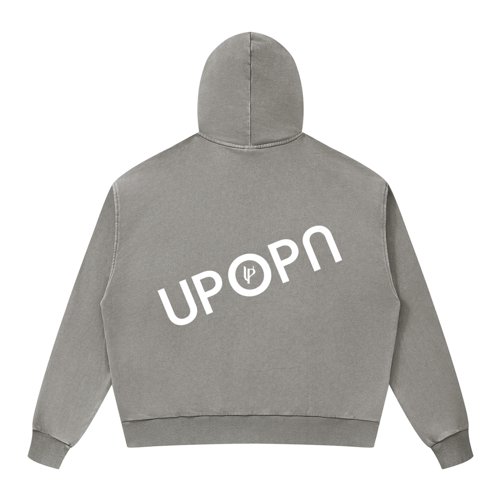 Unisex Mineral Wash Boxy Full Zip Hoodie