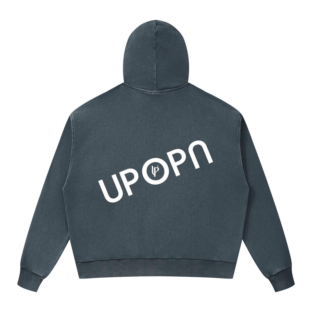 Unisex Mineral Wash Boxy Full Zip Hoodie