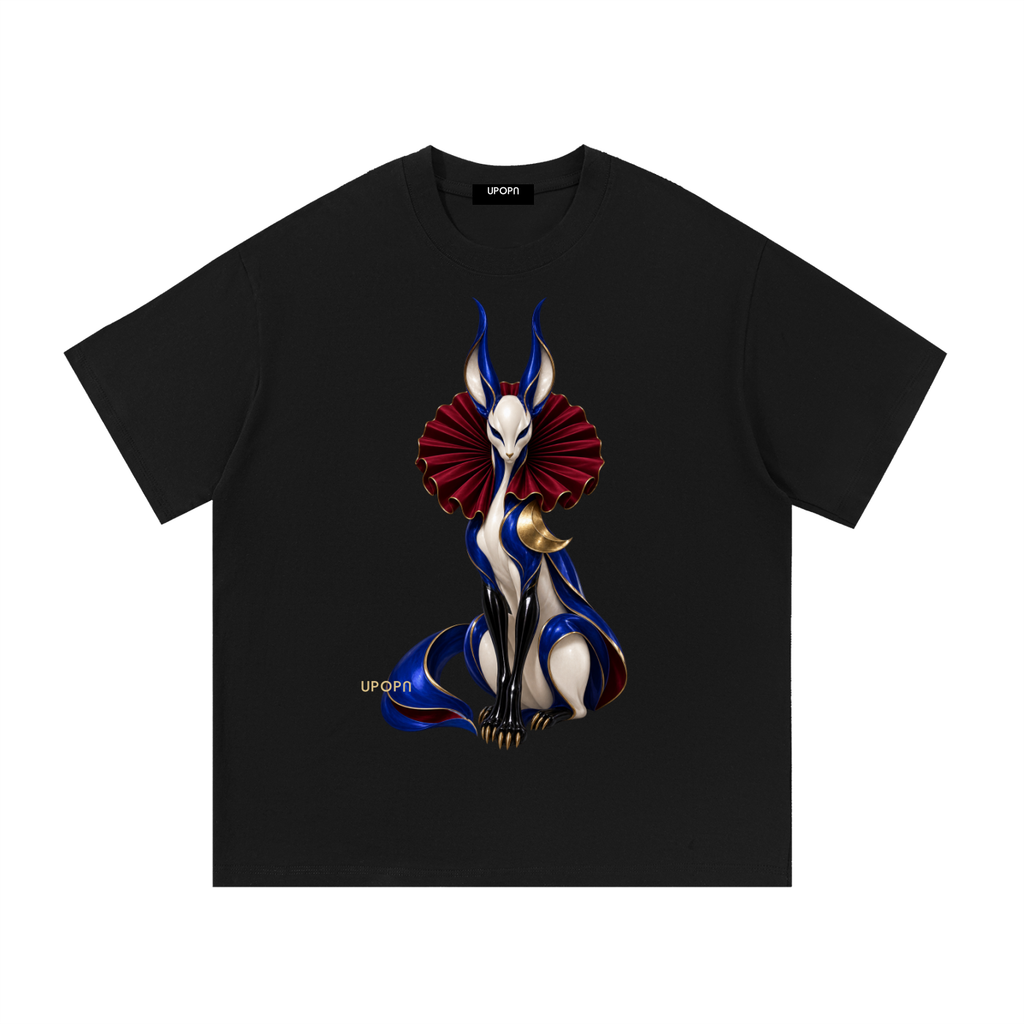 UPOPN Cobalt Arc Lynx Art Tee — Runway Bestiary Edition — garment view 1