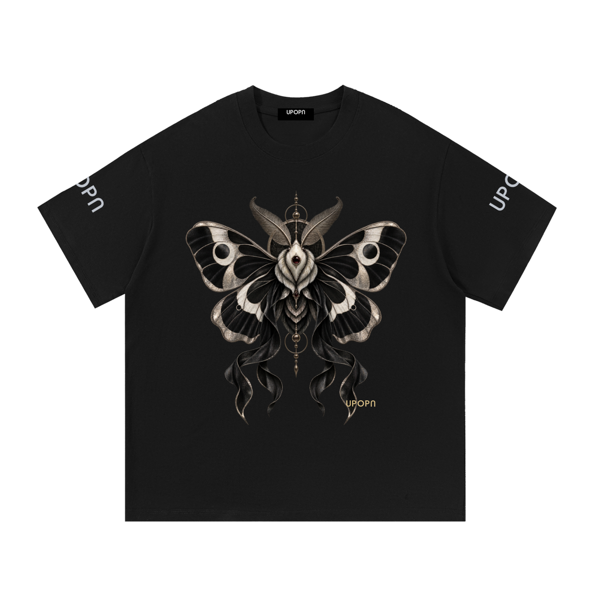 UPOPN Velvet Moth Reliquary Loud Art Drop Tee — garment view 1
