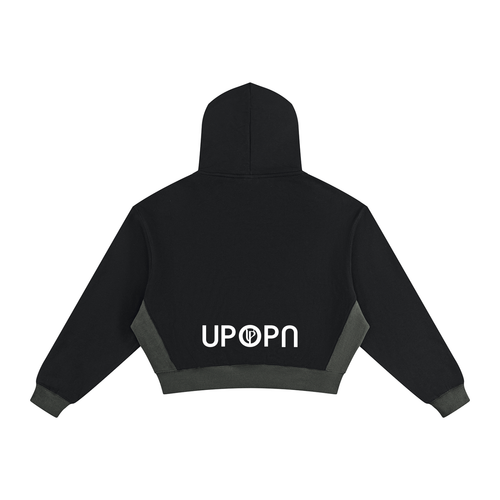 UPOPN Color-Block Cropped Hoodie