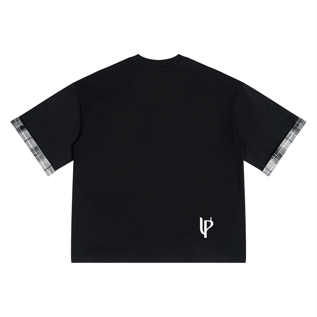 UPOPN Unisex Plaid Paneled T-Shirt