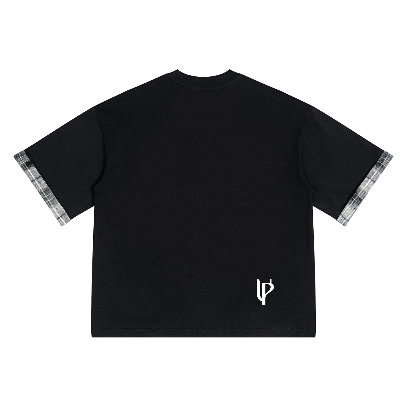UPOPN Unisex Plaid Paneled T-Shirt