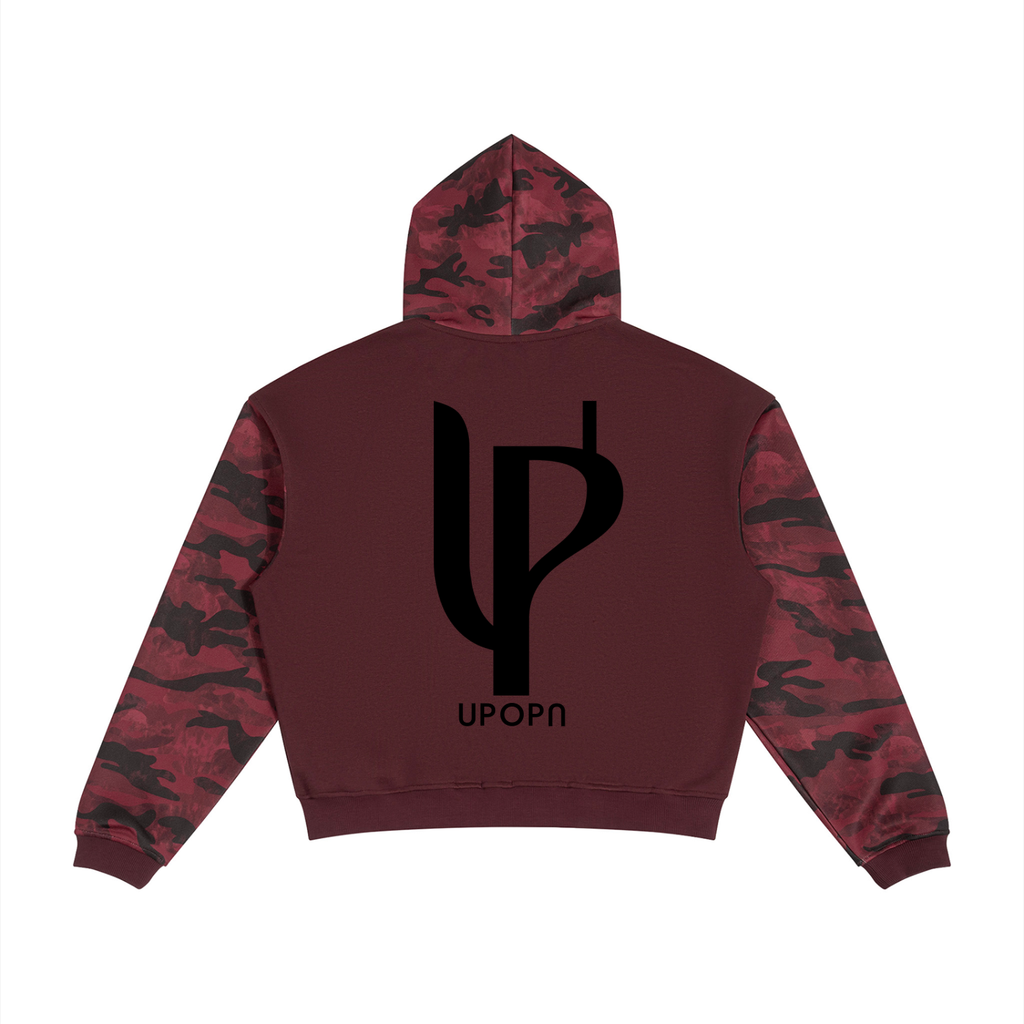 Unisex Colorblock Camo Full Zip Boxy Hoodie