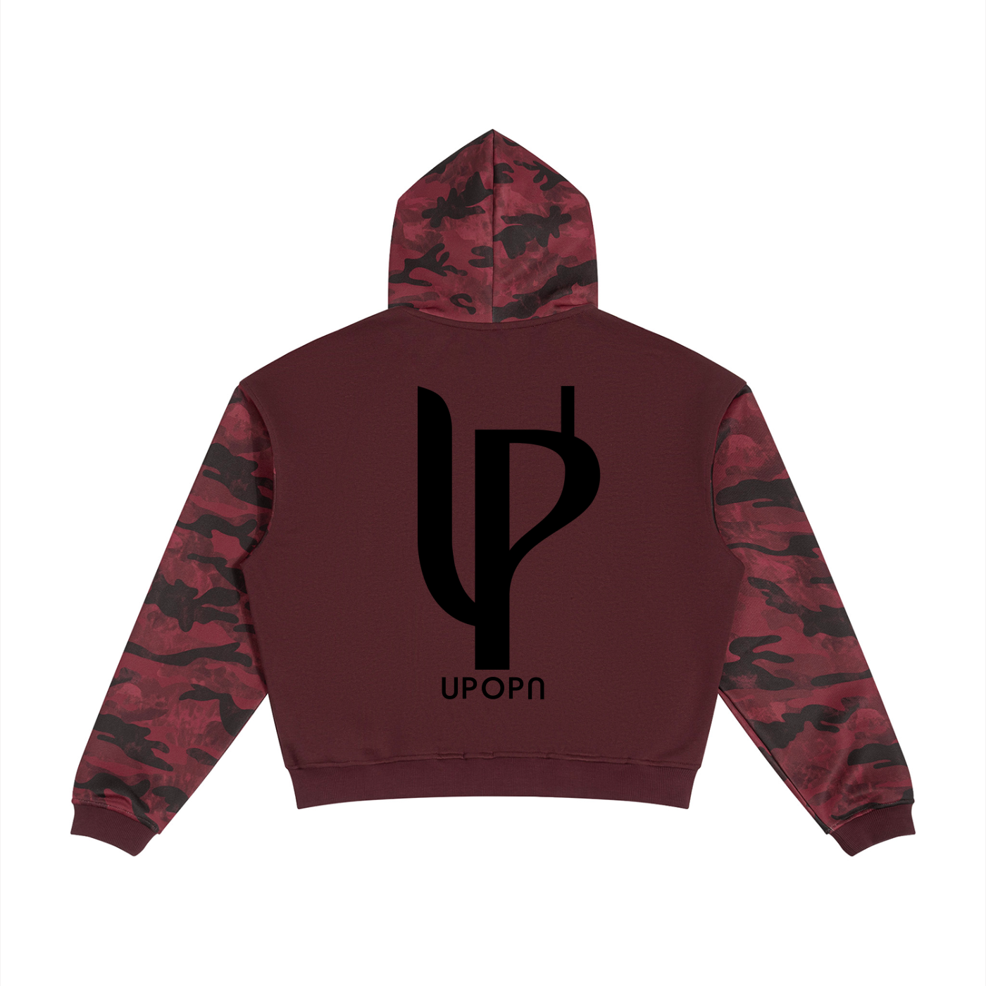 Unisex Colorblock Camo Full Zip Boxy Hoodie