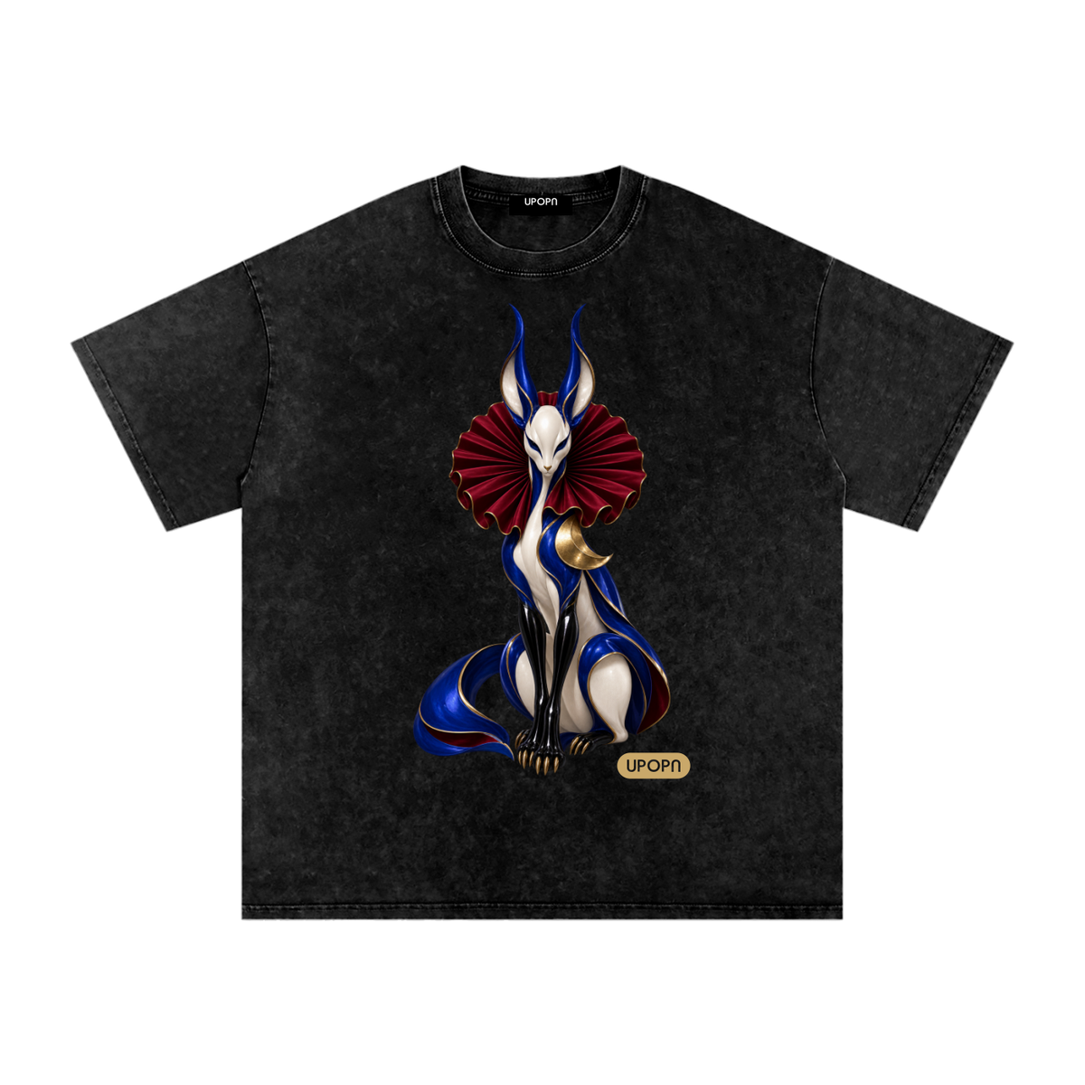 UPOPN Cobalt Arc Lynx Snow-Wash Art Tee — Runway Edition — garment view 1