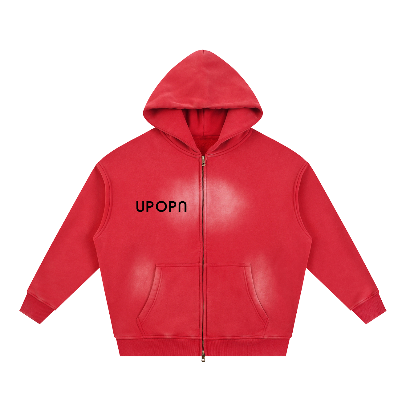 Sunfade Two-way Zipper Boxy Fleece Hoodie