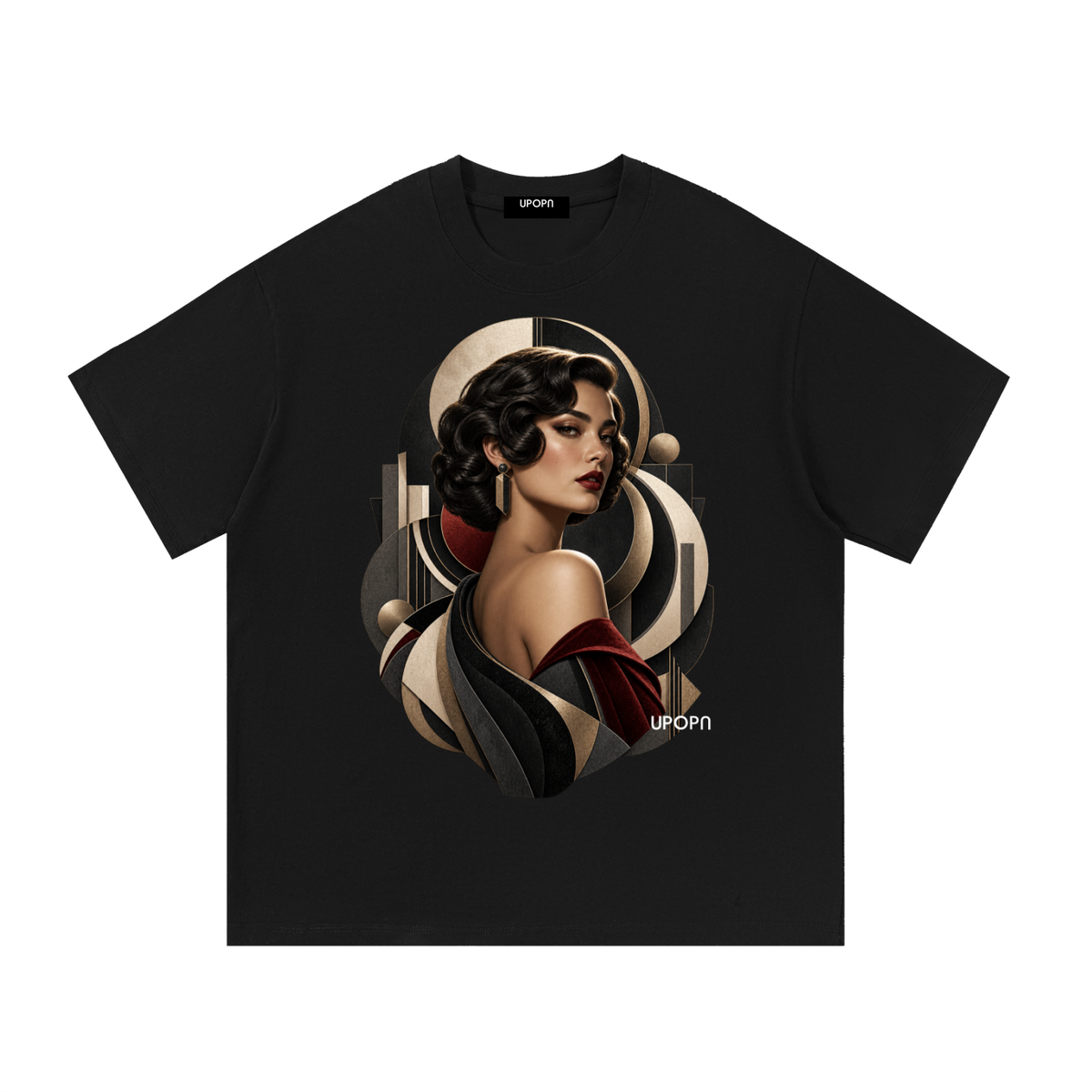 UPOPN Silver Screen Oracle Art Edition Tee — Quiet Obsidian — garment view 1