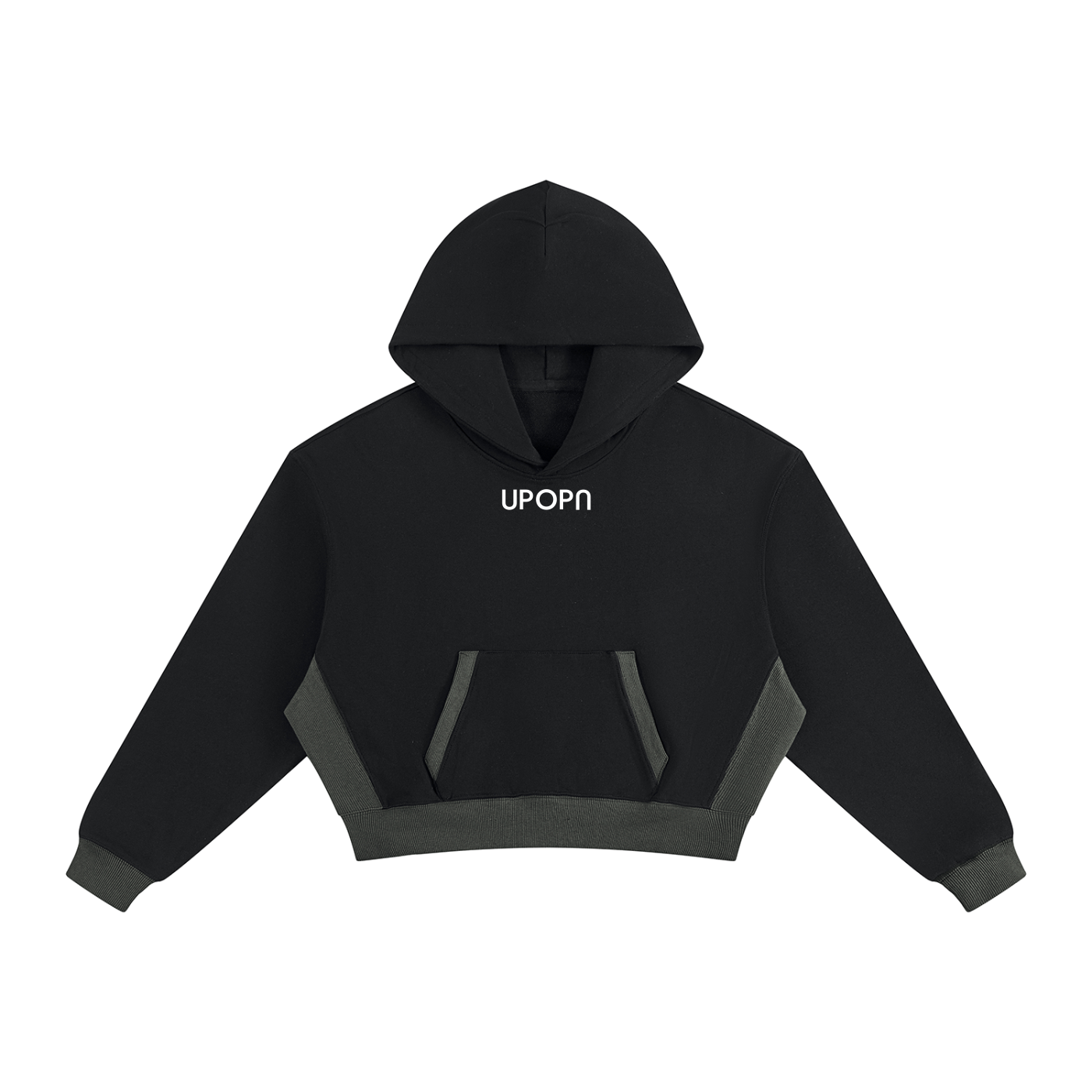 UPOPN Color-Block Cropped Hoodie