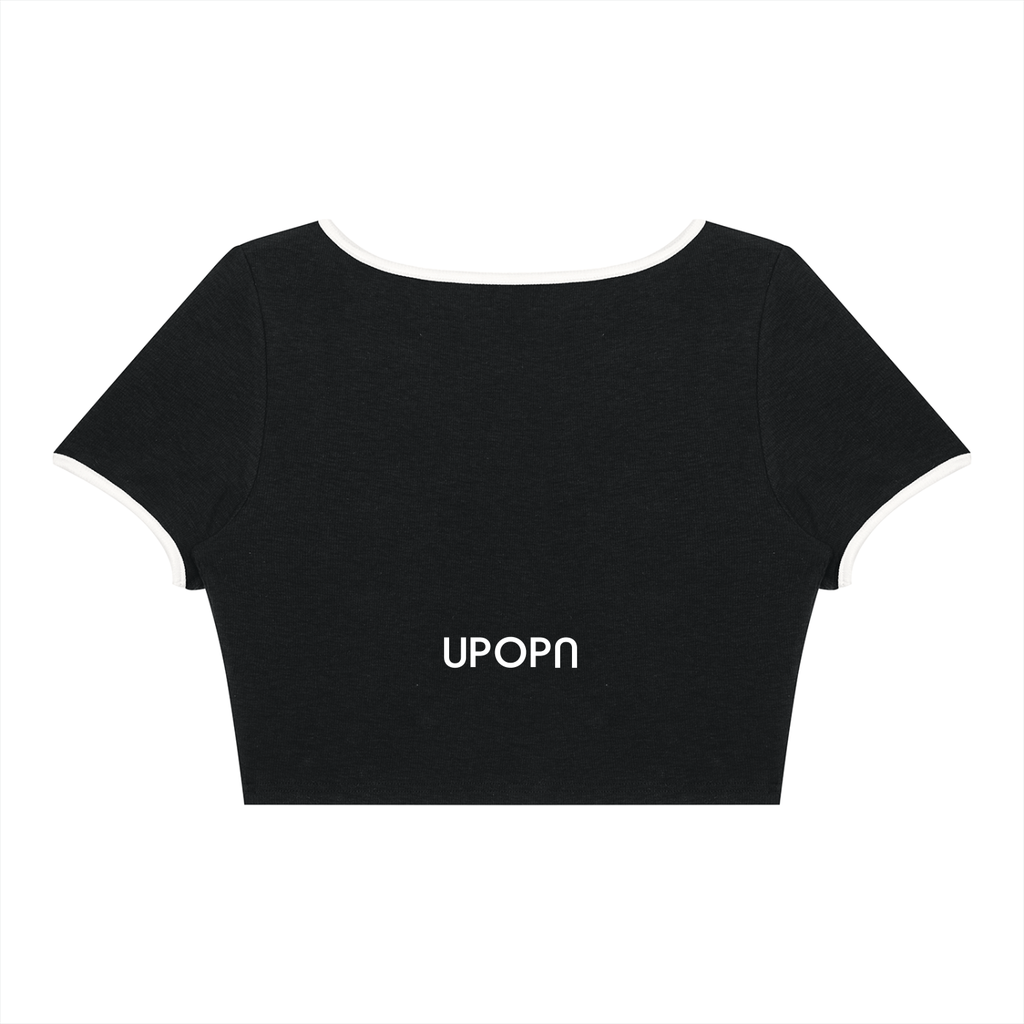 UPOPN Women's Color Block Crop T-Shirt