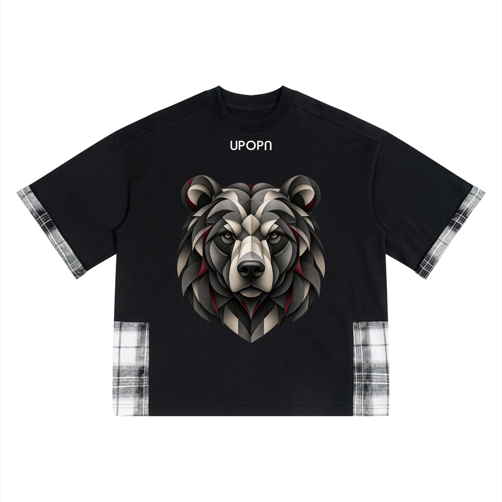 UPOPN Unisex Plaid Paneled T-Shirt