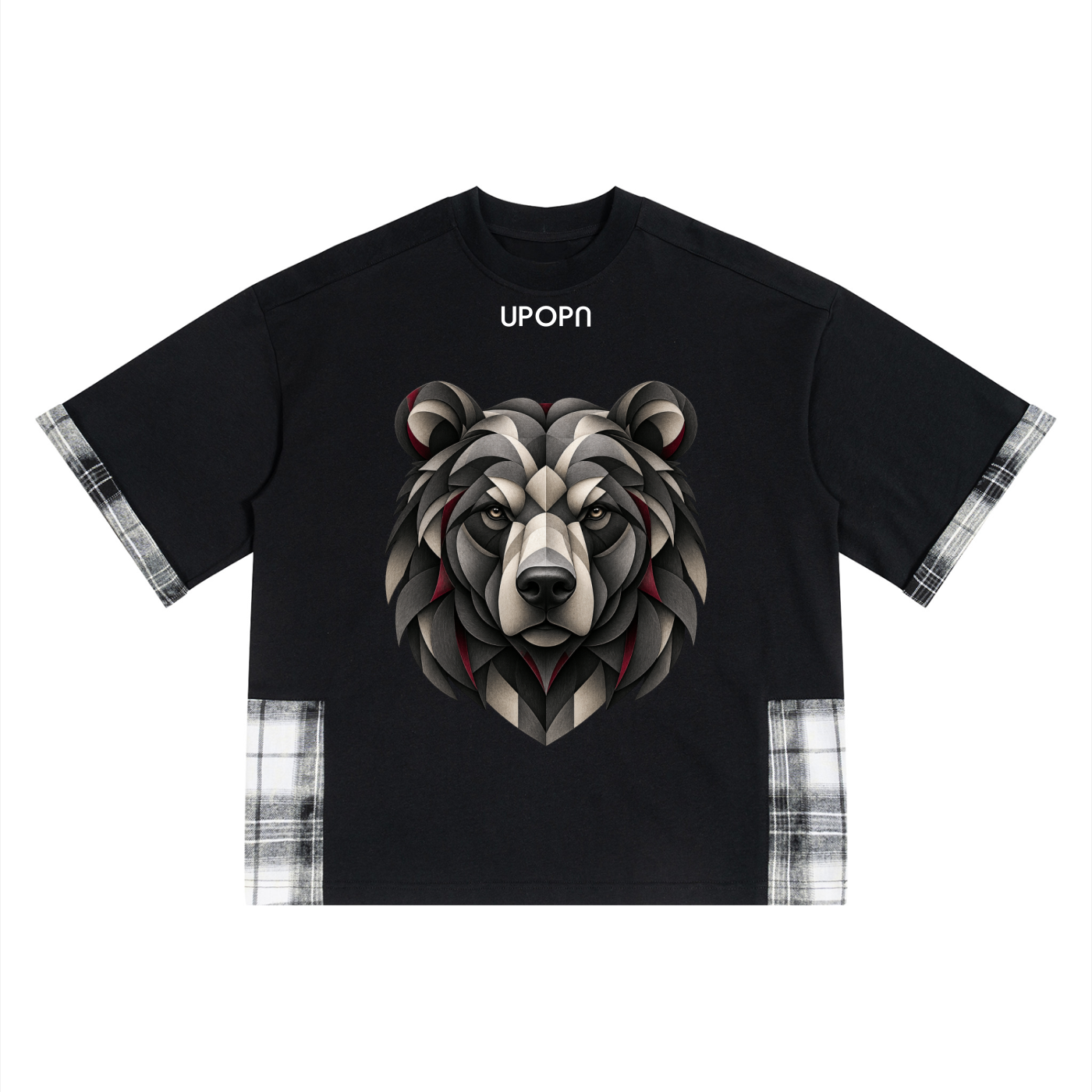 UPOPN Unisex Plaid Paneled T-Shirt