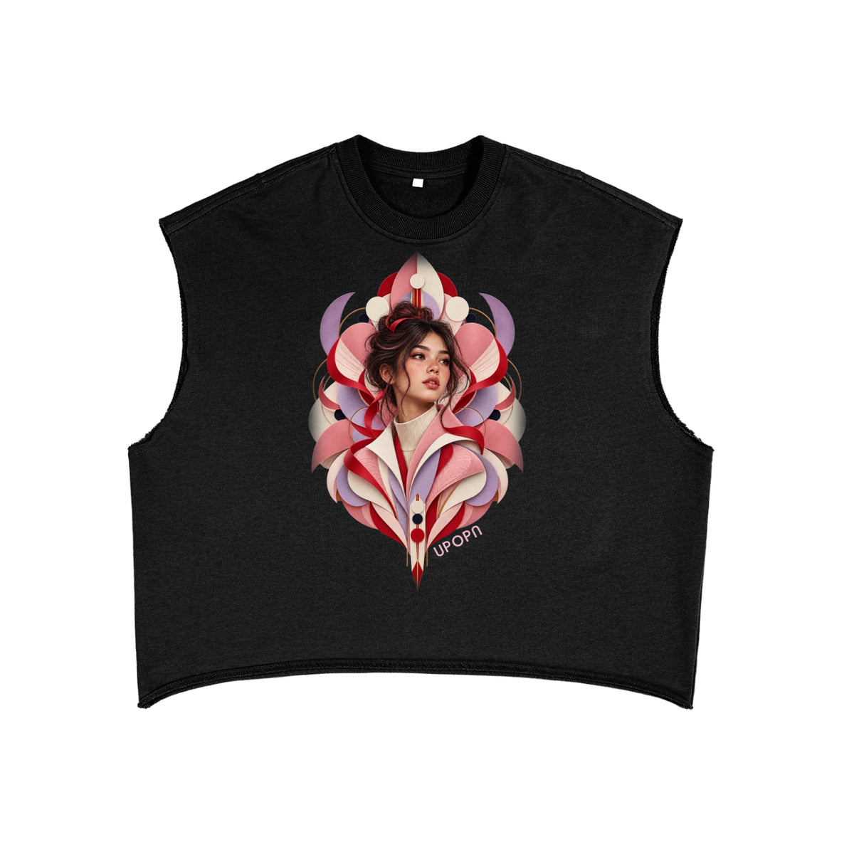 UPOPN Petal Geometry Boxy Art Tank — Rose Lilac — garment view 1