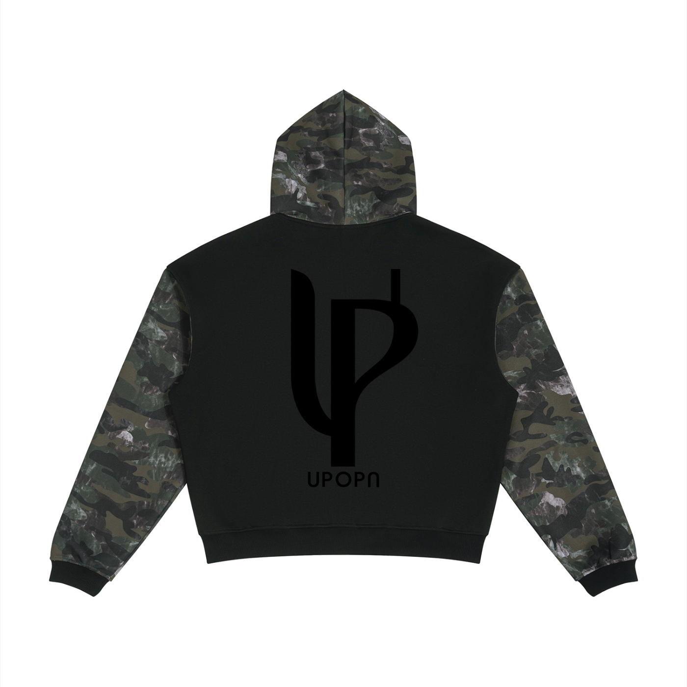 Unisex Colorblock Camo Full Zip Boxy Hoodie