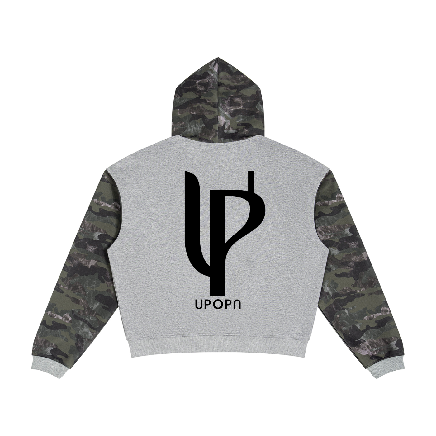 Unisex Colorblock Camo Full Zip Boxy Hoodie