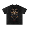 UPOPN Sovereign Ram Snow-Wash Art Tee — Obsidian — garment view 2