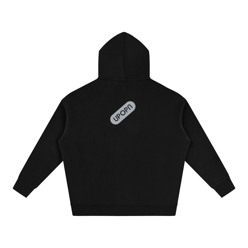 UPOPN Broken Halo Hound Oversized Art Hoodie — Chrome Myth Edition — garment view 2