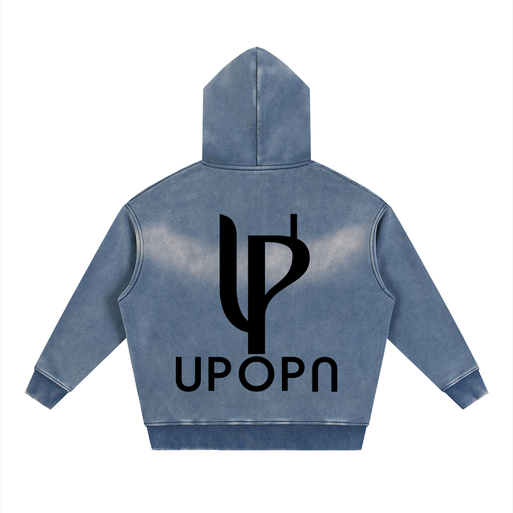 Sunfade Two-way Zipper Boxy Fleece Hoodie
