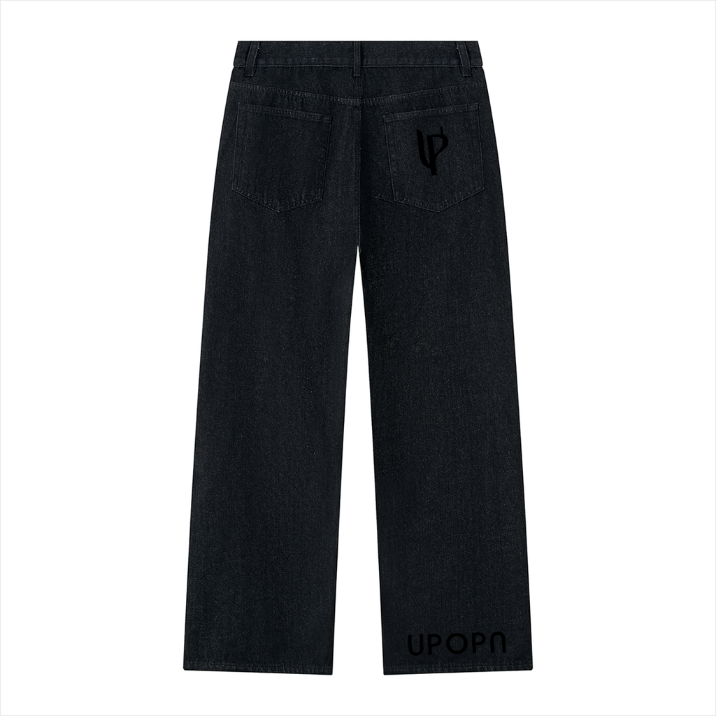 UPOPN Signature-Mark Wide-Leg Jean — Black