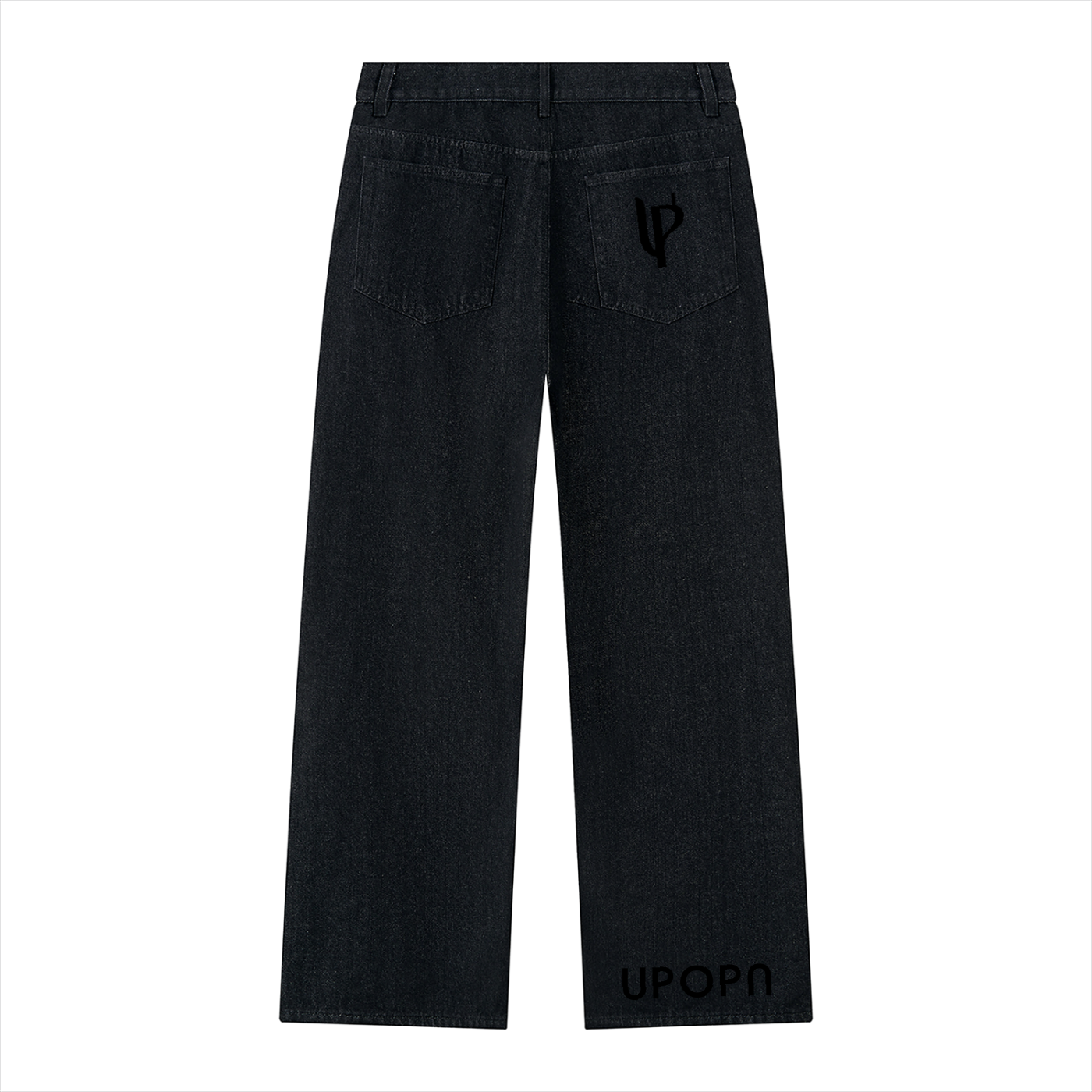 UPOPN Signature-Mark Wide-Leg Jean — Black