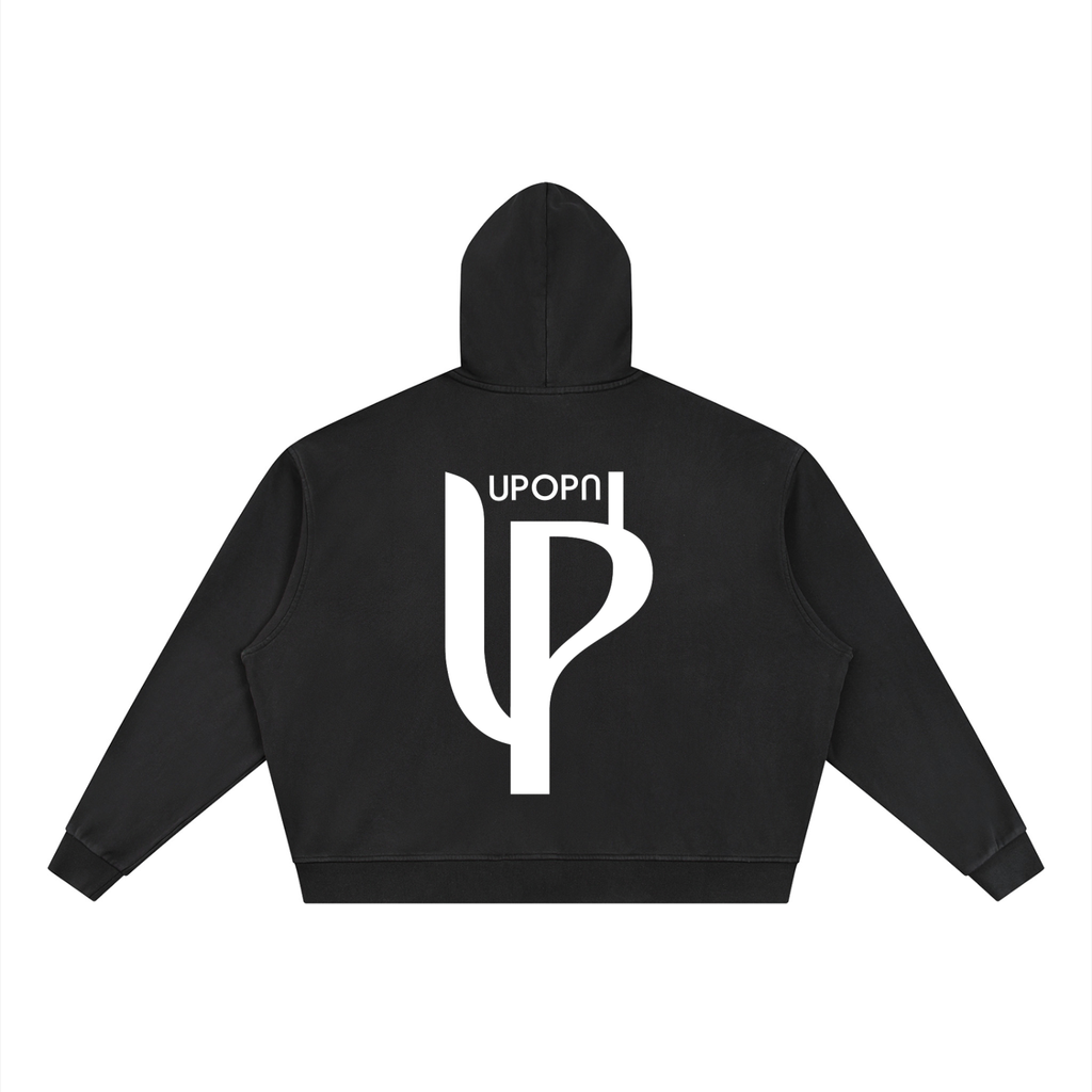 Unisex Vintage Wash Full Zip Boxy Hoodie
