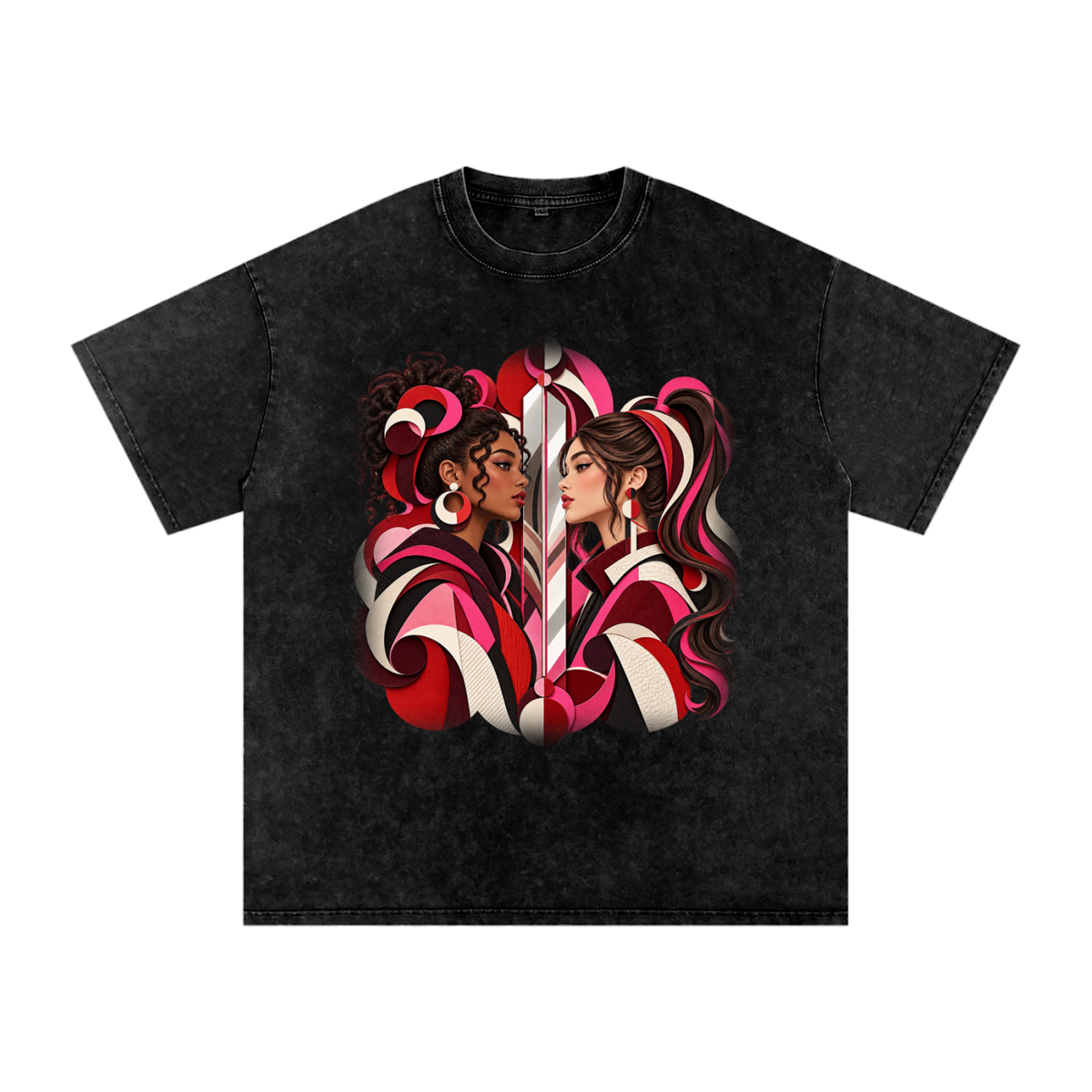 UPOPN Twin Horizon Snow-Wash Art Tee — Core Spectrum — garment view 2