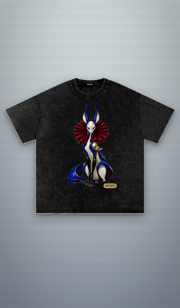 UPOPN Cobalt Arc Lynx Snow-Wash Art Tee — Runway Edition