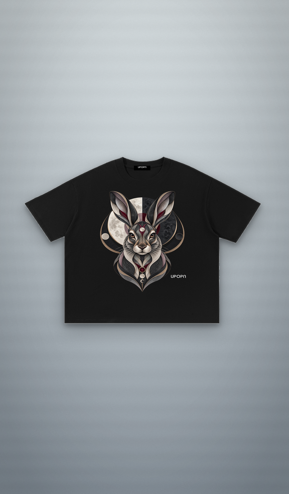 UPOPN Moonlit Hare Reliquary Art Edition Tee — Garnet Nocturne