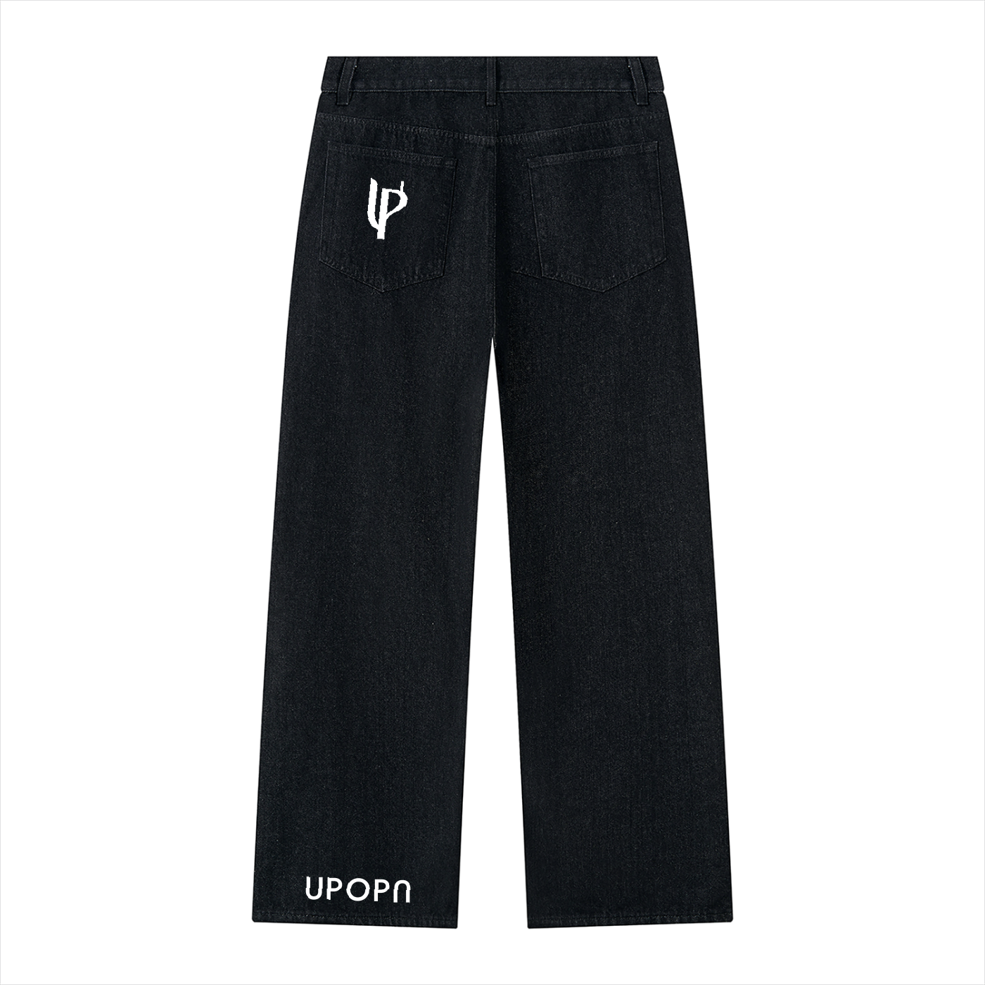 UPOPN Noir Wash Wide-Leg Denim, back garment view