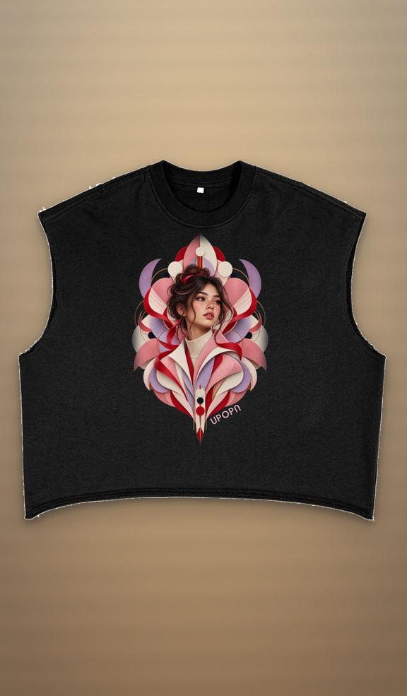 UPOPN Petal Geometry Boxy Art Tank — Rose Lilac
