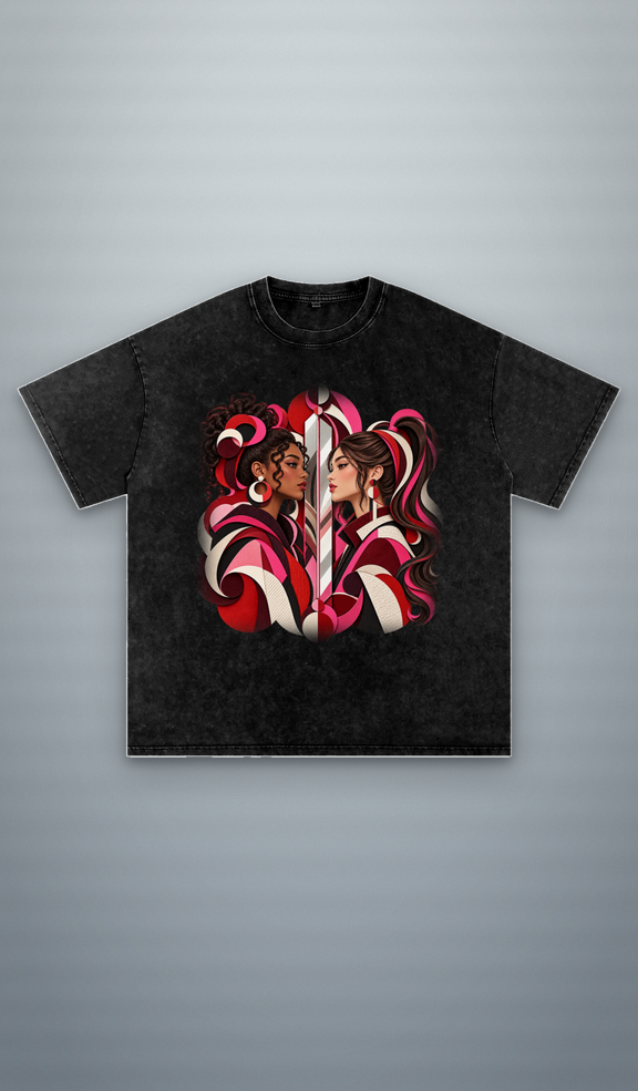 UPOPN Twin Horizon Snow-Wash Art Tee — Core Spectrum