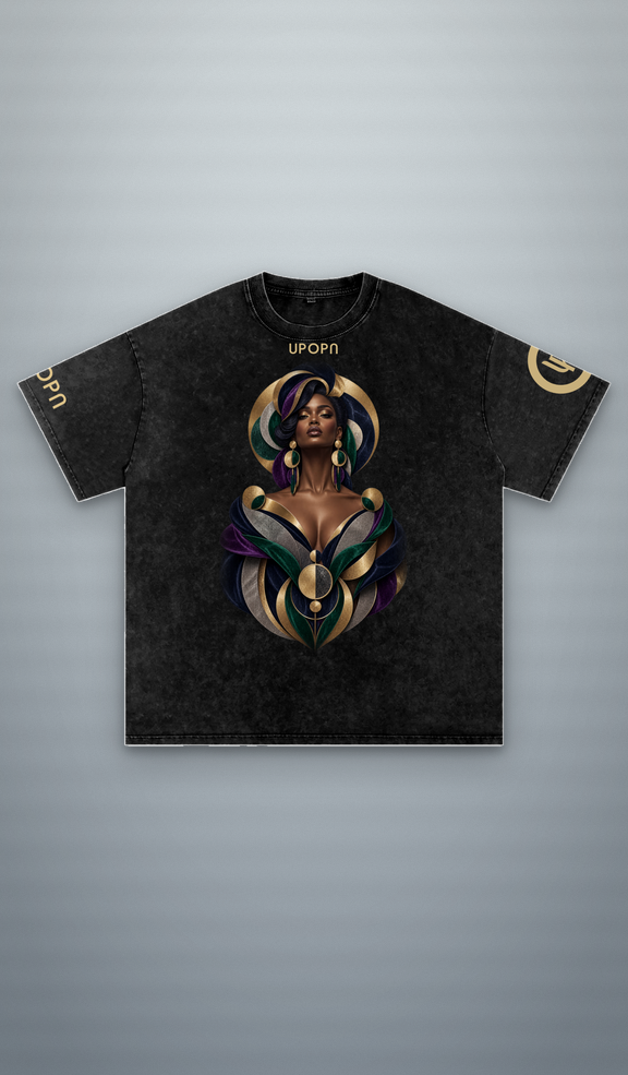 UPOPN Velvet Empress Snow-Wash Art Tee — Nocturne Jewel