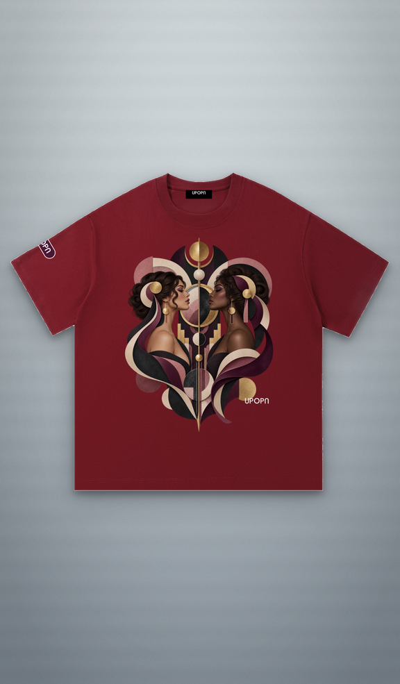 UPOPN Velvet Mirror Sisters Art Edition Tee — Plum Reflection