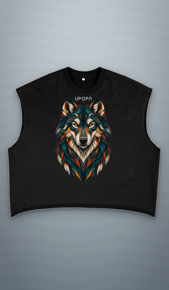 UPOPN Wolf Reflection Boxy Art Tank — Obsidian